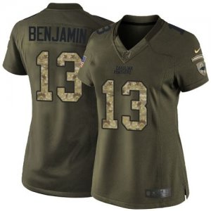 Women Nike Carolina Panthers #13 Kelvin Benjamin Green Salute to Service Jerseys