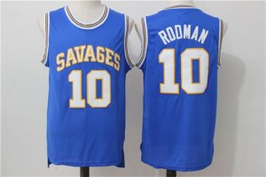 Oklahoma Savages # 10 Dennis Rodman Blue College NCAA Jersey