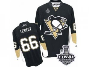 Mens Reebok Pittsburgh Penguins #66 Mario Lemieux Authentic Black Home 2017 Stanley Cup Final NHL Jersey