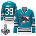 Mens Reebok San Jose Sharks #39 Logan Couture Premier Teal Green 25th Anniversary 2016 Stanley Cup Final Bound NHL Jersey