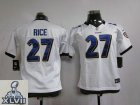 2013 Super Bowl XLVII Youth NEW NFL Baltimore Ravens 27 Ray Rice White(Youth NEW jerseys)