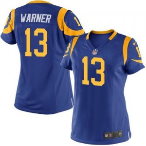 Women Nike St. Louis Rams #13 Kurt Warner Royal Blue Alternate Stitched Jersey