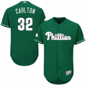 Men\'s Majestic Philadelphia Phillies #32 Steve Carlton Green Celtic Flexbase Authentic Collection MLB Jersey