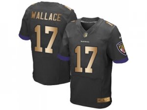 Nike Baltimore Ravens #17 Mike Wallace Black Alternate Mens Stitched NFL New Elite Gold Jersey