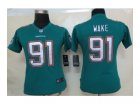 Nike Women Miami Dolphins #91 Cameron Wake green Jerseys[Limited]