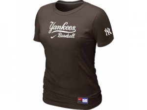 Women New York Yankees Nike Brown Short Sleeve Practice T-Shirt