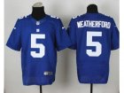 Nike New York Giants #5 Steve Weatherford blue Jerseys(Elite)