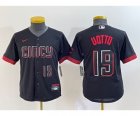 Youth Cincinnati Reds #19 Joey Votto Number Black 2023 City Connect Cool Base Stitched Jersey1