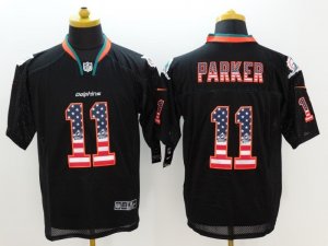 Nike Miami Dolphins #11 Parker Black Jerseys(USA Flag Fashion Elite)