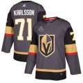 Mens Vegas Golden Knights #71 William Karlsson adidas Gray 2018 Stanley Cup Final Bound Patch Authentic Player Jersey
