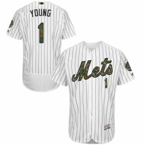 Men\'s Majestic New York Mets #1 Chris Young Authentic White 2016 Memorial Day Fashion Flex Base MLB Jersey