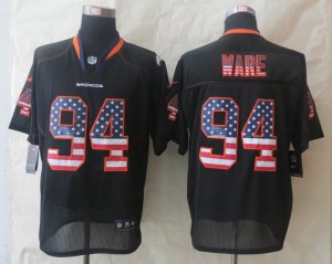 Nike Denver Broncos #94 Ware Black Jerseys(USA Flag Fashion Elite)