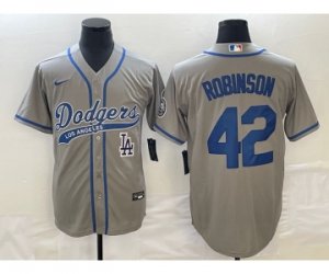 Men\'s Los Angeles Dodgers #42 Jackie Robinson Grey Cool Base Stitched Baseball Jersey