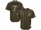 Youth Atlanta Braves #7 Dansby Swanson Green Salute to Service Stitched MLB Jersey