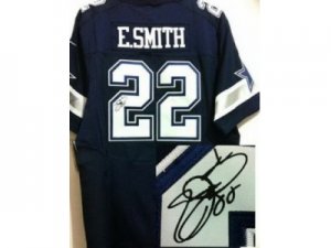 Nike Dallas Cowboys #22 Emmitt Smith Blue Jerseys[Elite signature]