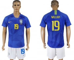 Brazil 19 WILLIAN Away 2018 FIFA World Cup Soccer Jersey