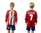 Atletico Madrid #7 Griezmann Home Long Sleeves Kid Soccer Club Jersey