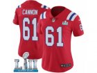 Women Nike New England Patriots #61 Marcus Cannon Red Alternate Vapor Untouchable Limited Player Super Bowl LII NFL Jersey