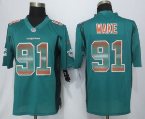 2015 New Nike Miami Dolphins #91 Wake Green Strobe Jerseys(Limited)