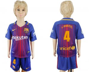 2017-18 Barcelona 4 I.RAKITIC Home Youth Soccer Jersey