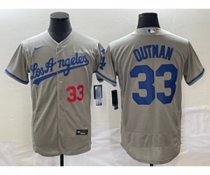Men\'s Los Angeles Dodgers #33 James Outman Grey Flex Base Stitched Jersey
