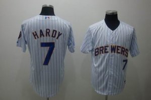 mlb milwaukee brewers #7 hardy white(blue strip)