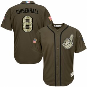 Men\'s Majestic Cleveland Indians #8 Lonnie Chisenhall Replica Green Salute to Service MLB Jersey