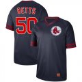 Red Sox #50 Mookie Betts Navy Throwback Jersey