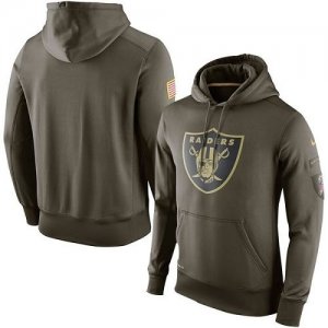 Men Oakland Raiders Nike Olive Salute To Service KO Performance Hoodie