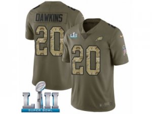 Nike Philadelphia Eagles #20 Brian Dawkins Limited Olive Camo 2017 Salute to Service Super Bowl LII NFL Jersey