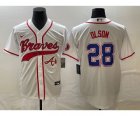 Men's Atlanta Braves #28 Matt Olson White Cool Base Stitched Baseball Jersey1