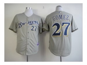 mlb jerseys milwaukee brewers #27 gomez grey[m&n]