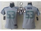 2015 Super Bowl XLIX Nike Women Seattle Seahawks #53 Smith Grey Jerseys