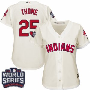 Womens Majestic Cleveland Indians #25 Jim Thome Authentic Cream Alternate 2 2016 World Series Bound Cool Base MLB Jersey