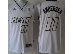 NBA Miami Heat #11 Chris Andersen White(Revolution 30 Swingman Silver Number)