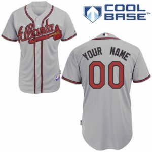 Womens Majestic Atlanta Braves Customized Replica Grey Road Cool Base MLB Jersey