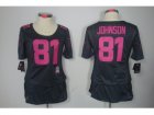 Nike Womens Detroit Lions #81 Calvin Johnson Elite Dark grey Jerseys[breast Cancer Awareness]