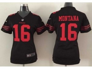 Nike Women New 49ers #16 Joe Montana Black Alternate Stitched Jerseys