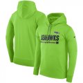 Men's Seattle Seahawks Nike Neon Green Sideline Team Name Performance Pullover Hoodie