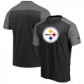 Pittsburgh Steelers NFL Pro Line by Fanatics Branded Iconic Color Block T-Shirt BlackHeathered Gray