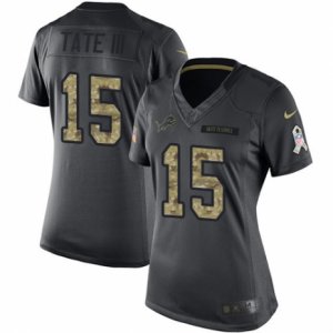 Women\'s Nike Detroit Lions #15 Golden Tate III Limited Black 2016 Salute to Service NFL Jersey