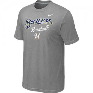 Nike MLB Milwaukee Brewers 2014 Home Practice T-Shirt - Light Grey