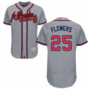 Men\'s Majestic Atlanta Braves #25 Tyler Flowers Grey Flexbase Authentic Collection MLB Jersey