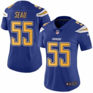 Women\'s Nike San Diego Chargers #55 Junior Seau Limited Electric Blue Rush NFL Jersey