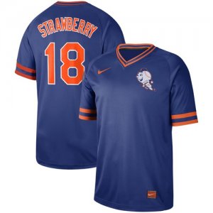 Mets #18 Darryl Strawberry Blue Throwback Jersey