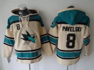 NHL San Jose Sharks #8 Joe Pavelski Cream Sawyer Hooded Sweatshirt Stitched jerseys