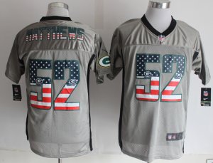 Nike Green Bay Packers #52 Matthews Grey Jerseys(USA Flag Fashion Shadow Elite)