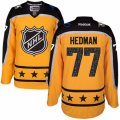Mens Reebok Tampa Bay Lightning #77 Victor Hedman Authentic Yellow Atlantic Division 2017 All-Star NHL Jersey