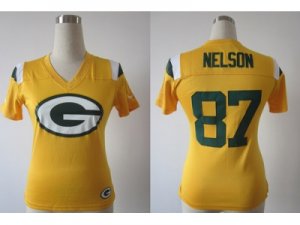 Nike Women Packers #87 Jordy Nelson Yellow FEM FAN Field Flirt Fashion Jerseys