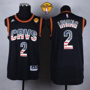 NBA Cleveland Cavaliers #2 Kyrie Irving Black USA Flag Fashion The Finals Patch Stitched Jerseys